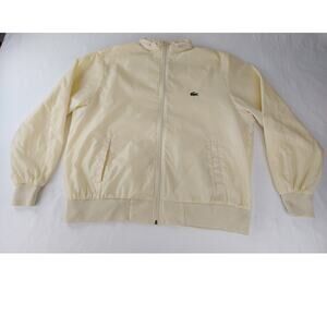 Vintage 80's IZOD Lacoste Ivory Track Sports Hooded Nylon Jacket Women's XL